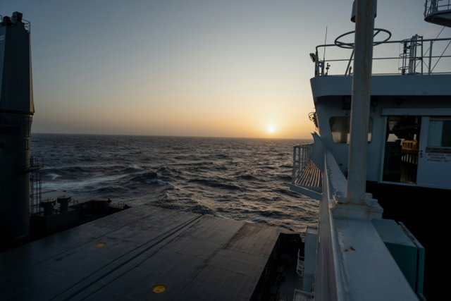 Ocean horizon from ship deck